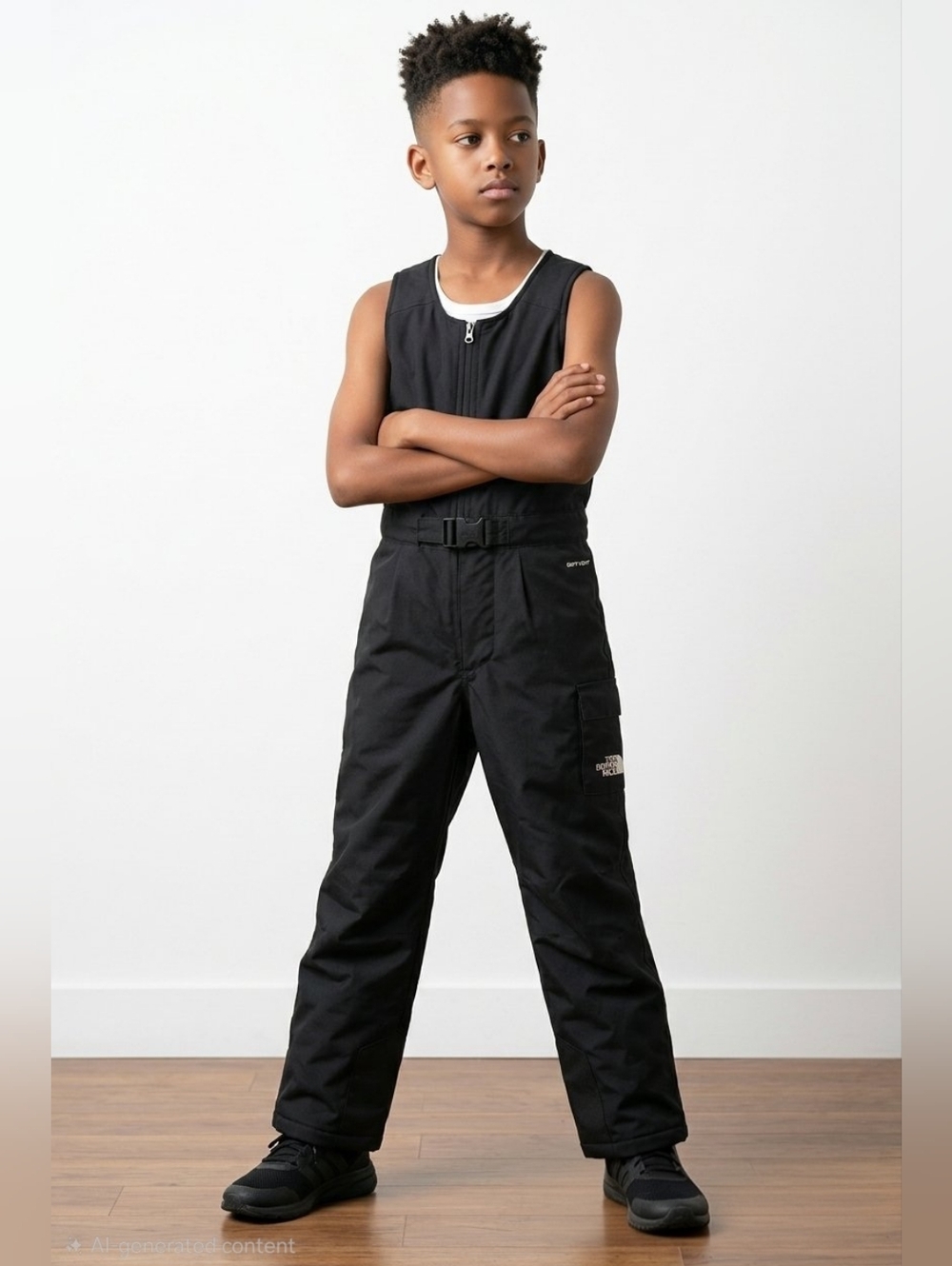 The North Face black kids' snow bib romper